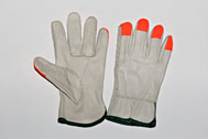 4364FT. B grade grain driver,keystone thumb,orange Hi-Vis finger. S TO XXL. PRICE PER DOZEN.